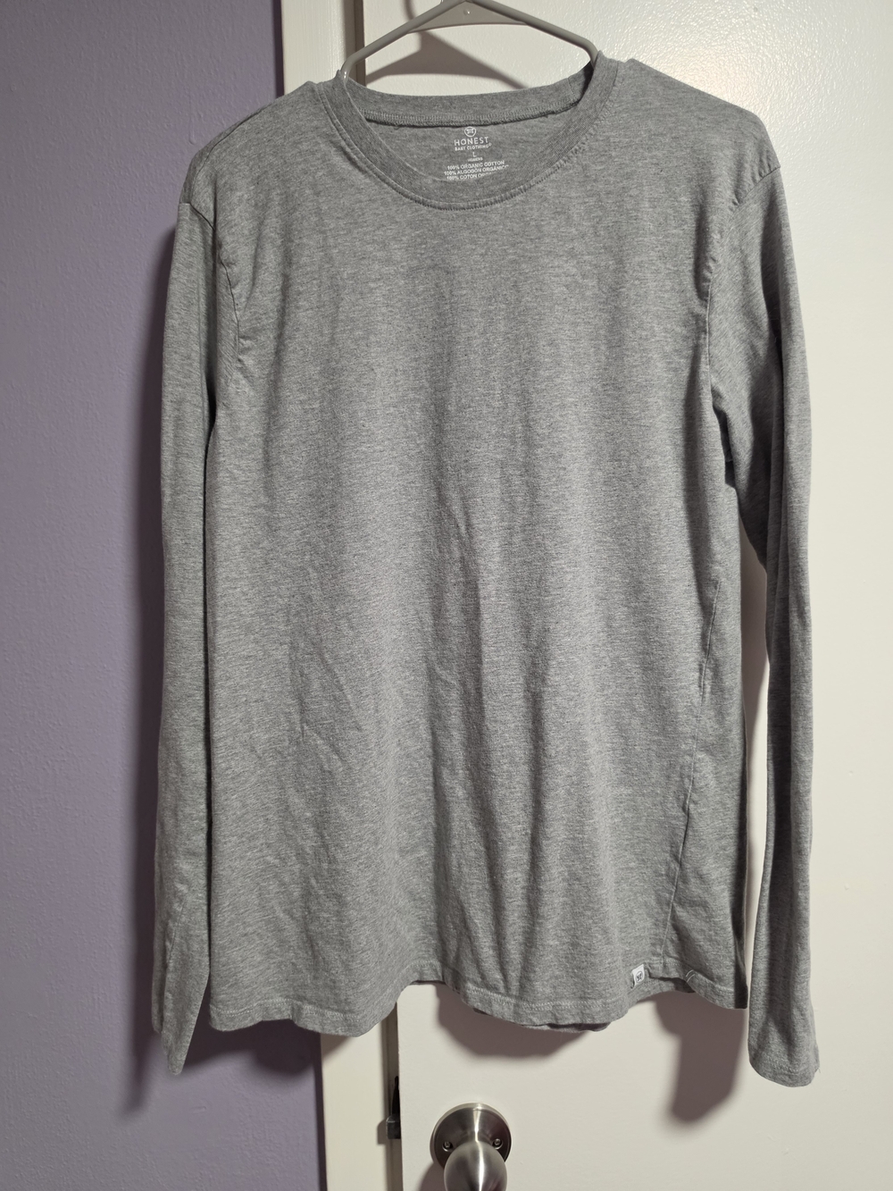 Honest Women's 100% Organic Cotton Long Sleeve Shirt L NWOT
